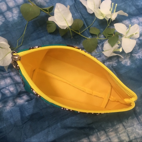 African wax make up catch all pouch bag zipper top - Picture 4 of 8